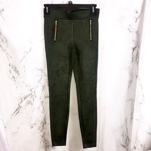 NEW LOFT Petite Zip Trim Faux Suede Leggings pants sz XXS    Kkkk